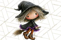 Sweet Little Witches PNG, Cute Halloween Witch Clip Art Product Image 4