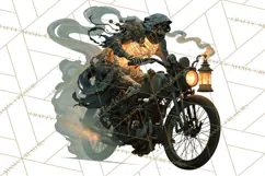 Heavy Metal Skeleton Biker Clipart, Halloween Motorcycles Product Image 5