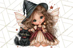 Midnight Halloween Fairy World PNG, Fall Fairies Product Image 5