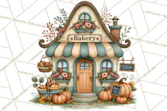 Autumn Village Clipart PNG, Cozy Fall Cottage Town Product Image 5