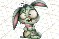 Cute Zombie Bunnies PNG Clipart, Halloween Animals Product Image 2