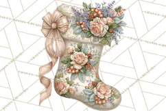 Botanical Christmas Clipart PNG, Winter Flower Decorations Product Image 2