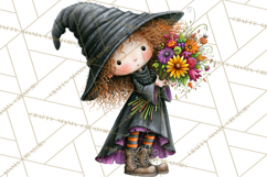 Sweet Little Witches PNG, Cute Halloween Witch Clip Art Product Image 2