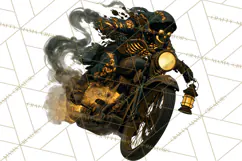 Heavy Metal Skeleton Biker Clipart, Halloween Motorcycles Product Image 2