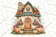 Autumn Village Clipart PNG, Cozy Fall Cottage Town Product Image 2