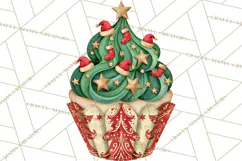 Christmas Paper Cupcake Clipart PNG, Christmas Sweet Treats Product Image 2