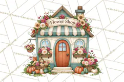 Autumn Village Clipart PNG, Cozy Fall Cottage Town Product Image 3
