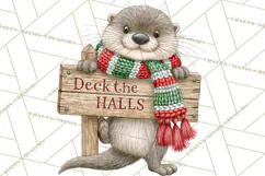 Christmas Animal Clipart PNG, Festive Animals Sign Clip Art Product Image 3