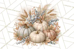 Autumn Botanicals Clipart PNG, Fall Floral Pumpkins Product Image 3