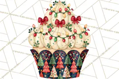 Christmas Paper Cupcake Clipart PNG, Christmas Sweet Treats Product Image 3