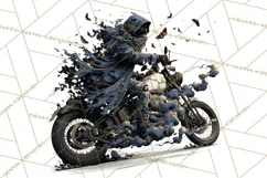 Heavy Metal Skeleton Biker Clipart, Halloween Motorcycles Product Image 3