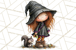 Sweet Little Witches PNG, Cute Halloween Witch Clip Art Product Image 3