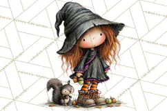 Sweet Little Witches PNG, Cute Halloween Witch Clip Art Product Image 3