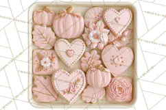Pink Autumn Cookies Clipart PNG Product Image 3