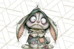 Cute Zombie Bunnies PNG Clipart, Halloween Animals Product Image 4