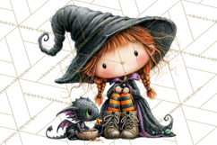 Sweet Little Witches PNG, Cute Halloween Witch Clip Art Product Image 4
