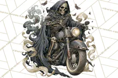 Heavy Metal Skeleton Biker Clipart, Halloween Motorcycles Product Image 4