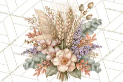 Autumn Botanicals Clipart PNG, Fall Floral Pumpkins Product Image 4