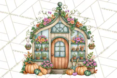 Autumn Village Clipart PNG, Cozy Fall Cottage Town Product Image 5