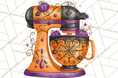 Bright Halloween Kitchen Clipart PNG, Spooky Aprons Mixers Product Image 5