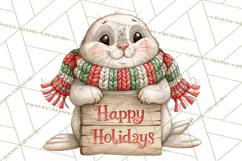 Christmas Animal Clipart PNG, Festive Animals Sign Clip Art Product Image 5