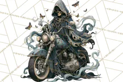 Heavy Metal Skeleton Biker Clipart, Halloween Motorcycles Product Image 5