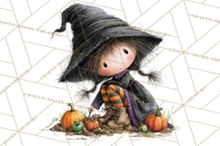 Sweet Little Witches PNG, Cute Halloween Witch Clip Art Product Image 5