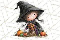 Sweet Little Witches PNG, Cute Halloween Witch Clip Art Product Image 5