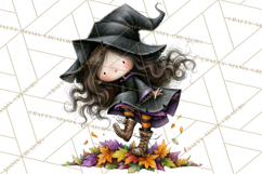 Sweet Little Witches PNG, Cute Halloween Witch Clip Art Product Image 2