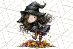 Sweet Little Witches PNG, Cute Halloween Witch Clip Art Product Image 2