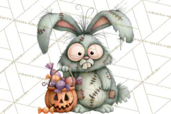 Cute Zombie Bunnies PNG Clipart, Halloween Animals Product Image 2