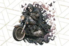 Heavy Metal Skeleton Biker Clipart, Halloween Motorcycles Product Image 2