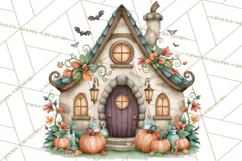 Halloween Village Clipart PNG, Spooky Cottage Town Product Image 2