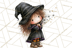 Sweet Little Witches PNG, Cute Halloween Witch Clip Art Product Image 3
