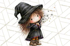 Sweet Little Witches PNG, Cute Halloween Witch Clip Art Product Image 3