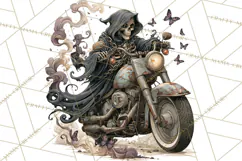 Heavy Metal Skeleton Biker Clipart, Halloween Motorcycles Product Image 3