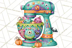 Bright Halloween Kitchen Clipart PNG, Spooky Aprons Mixers Product Image 3