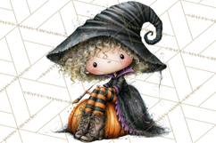 Sweet Little Witches PNG, Cute Halloween Witch Clip Art Product Image 4