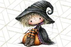 Sweet Little Witches PNG, Cute Halloween Witch Clip Art Product Image 4