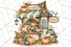 Autumn Village Clipart PNG, Cozy Fall Cottage Town Product Image 4