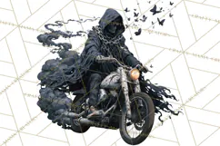 Heavy Metal Skeleton Biker Clipart, Halloween Motorcycles Product Image 4