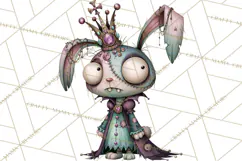Cute Zombie Bunnies PNG Clipart, Halloween Animals Product Image 5