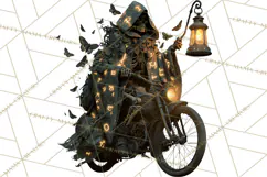 Heavy Metal Skeleton Biker Clipart, Halloween Motorcycles Product Image 5