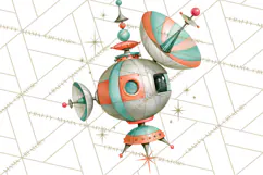 Atomic Age Space Clipart PNG, Retro 1950's Astronaut Decor Product Image 5