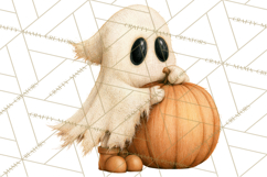 Frayed Fall Ghosts PNG Cozy Autumn Ghost Clipart Product Image 5