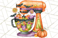 Bright Halloween Kitchen Clipart PNG, Spooky Aprons Mixers Product Image 5