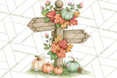 Autumn Village Clipart PNG, Cozy Fall Cottage Town Product Image 2