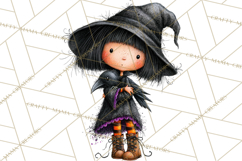 Sweet Little Witches PNG, Cute Halloween Witch Clip Art Product Image 2
