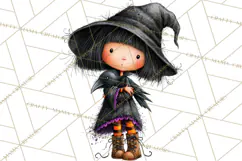 Sweet Little Witches PNG, Cute Halloween Witch Clip Art Product Image 2