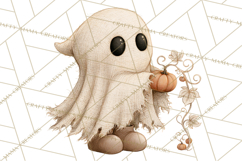Frayed Fall Ghosts PNG Cozy Autumn Ghost Clipart Product Image 2